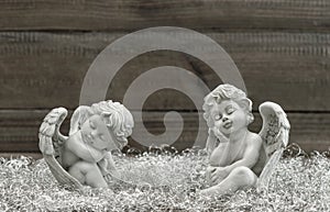 Sleeping guardian angel. Christmas decoration vintage style