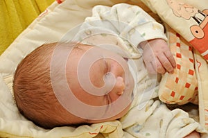 Sleeping hairy newborn