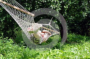 Sleeping in hammock