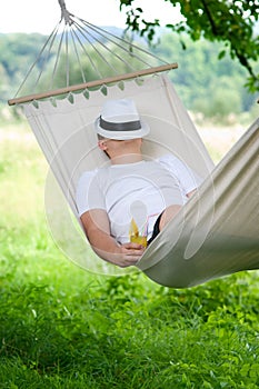 Sleeping on hammock