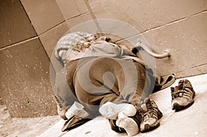 Sleeping Homeless Woman