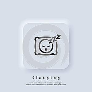 Sleeping icon. Pillow. Sleep. An image of a person having a dreamful slumber in bed on a pillow with some sleeping sound. Rest,