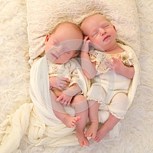 Sleeping identical twin babies