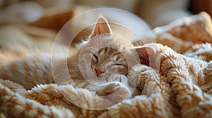 Sleeping Kitten on Blanket