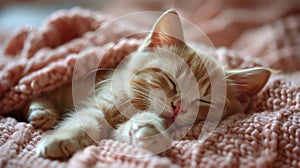 Sleeping Kitten on Blanket