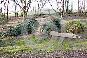 The sleeping lady at the Lost Gardens of Heligan lies buried in the woods. She is also known as the mud maid