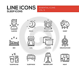 Sleeping - line design icons set