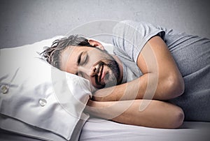 Sleeping man into bed