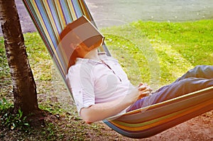 Sleeping man in the hammock