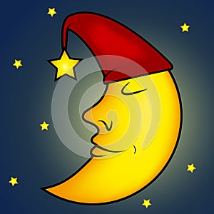 Sleeping moon illustration