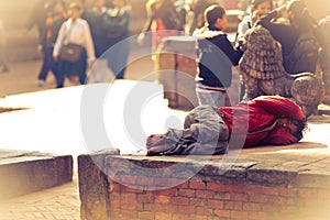 Sleeping nepalese man