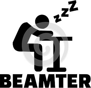 Sleeping official. German word with icon