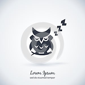 Sleeping owl logo. Dream concept icon