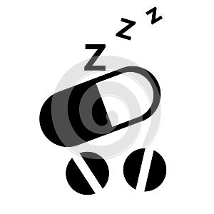 Sleeping pill icon on white background. flat style. sleep sign. sleep disorder healing drugs symbol