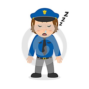Sleeping Policewoman Cartoon Character photo