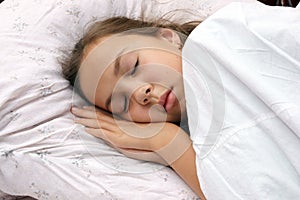 Sleeping preteen girl