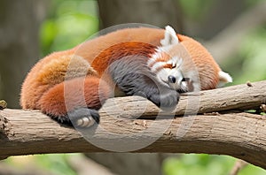 Sleeping Red Panda: Funny and Cute Animal Image.