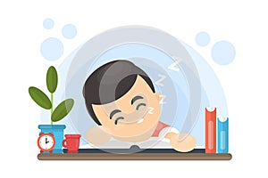 Sleeping school boy.