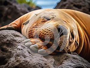 Ai Generated illustration Wildlife Concept of Sleeping sea lion