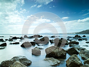 Sleeping sea under the blue sky