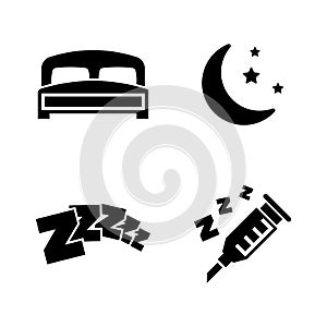 Sleeping. Simple Related Vector Icons