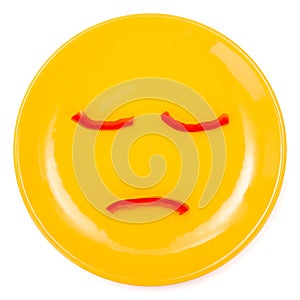 Sleeping smiley face made on plate