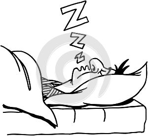 Sleeping Snoring Man cartoon Vector Clipart