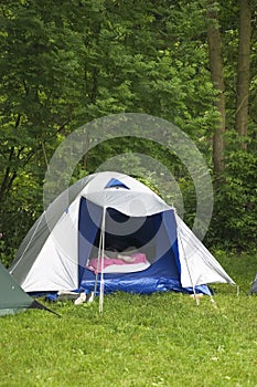 Sleeping in tent