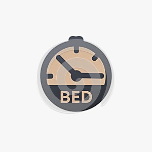 Sleeping time bed time icon. Healthy sleep and resting clock icon. Stock vector illustration isolated on white