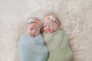 Sleeping Twin Baby Girls