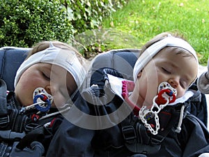 Sleeping twins in the baby carriage (B)