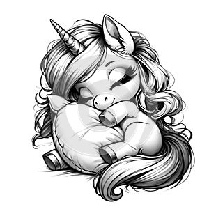 Sleeping unicorn girl illustration