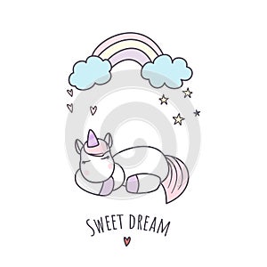 Sleeping unicorn vector illustration