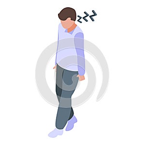 Sleeping walking boy icon isometric vector. Sleep man