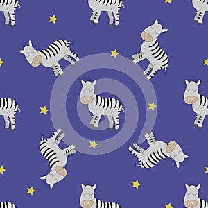 Sleeping Zebras seamless pattern.