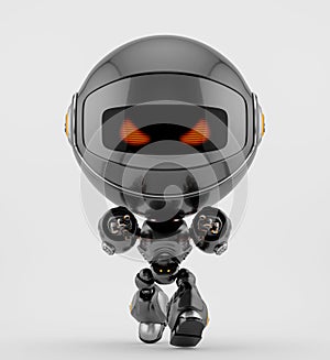 Sleepwalker robot toy with red eyes, 3d rendering