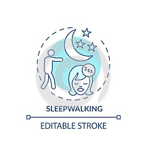 Sleepwalking turquoise concept icon