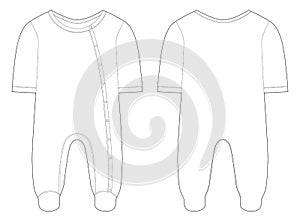 Sleepwear for baby boys and girls. Technical drawing