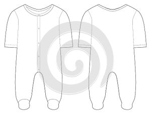 Sleepwear for baby boys and girls. Technical drawing