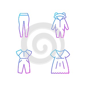 Sleepwear gradient linear vector icons set