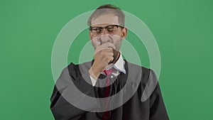 Sleepy Adult Man Judge Yawning In Court