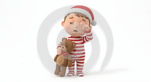 Sleepy Boy with Teddy Bear