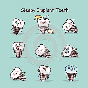 Sleepy cartoon tooth implant set