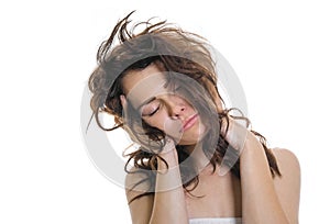 Sleepy or drowsy young girl photo