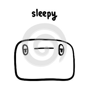 Sleepy hand drawn vector illustration in cartoon doodle style face expressive emotion man