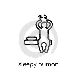 sleepy human icon. Trendy modern flat linear vector sleepy human