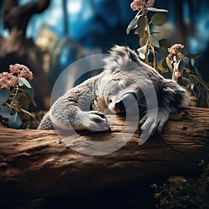 Ai Generated illustration Wildlife Concept of Sleepy Koala