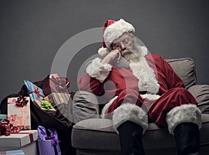 Santa Claus taking a nap