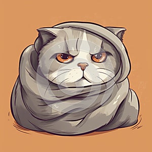 Sleepy Scottish Fold Cat on Cozy Blanket