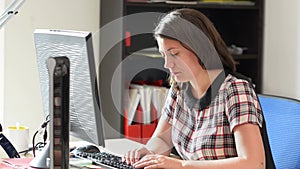 Sleepy Woman Working at Office